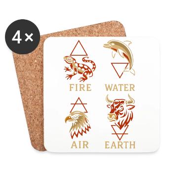 Alchemistische Tiersymbole | Kunst mit vier Elementen - Untersetzer (4er-Set) - Weiß - Vorne