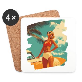 Summer Sun Retro - Coasters (set of 4) - white - Front