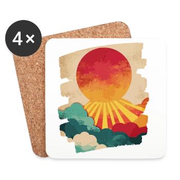 Summer Palm Tree Sunset - Coasters (set of 4) - white - Front