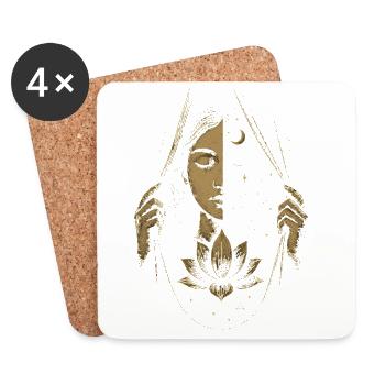 Between Worlds Cosmic Lotus Art - Coasters (set of 4) - white - Front