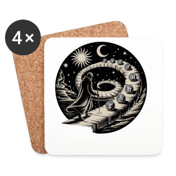 Alchemist's Spiral Path Symbol Art - Coasters (set of 4) - white - Front