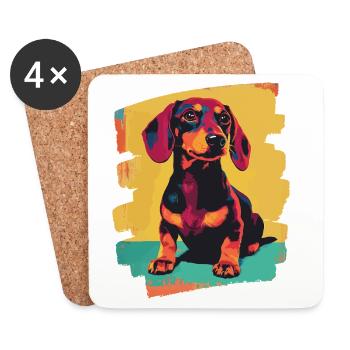 Dackel Dachshund - Untersetzer (4er-Set) - Weiß - Vorne