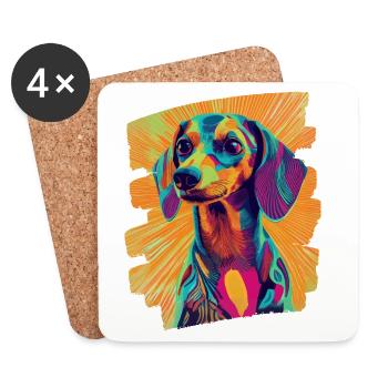 Dackel Dachshund - Untersetzer (4er-Set) - Weiß - Vorne