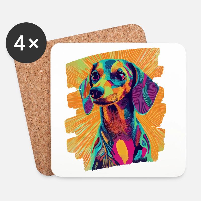 Dackel Dachshund - Untersetzer (4er-Set) - Weiß