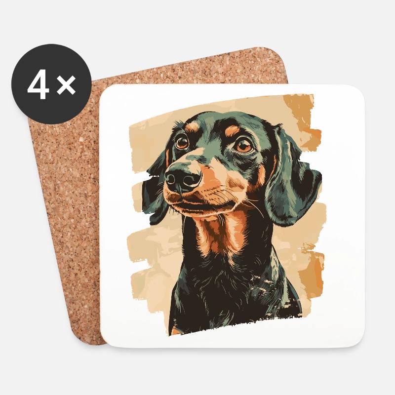 Dackel Dachshund - Untersetzer (4er-Set) - Weiß
