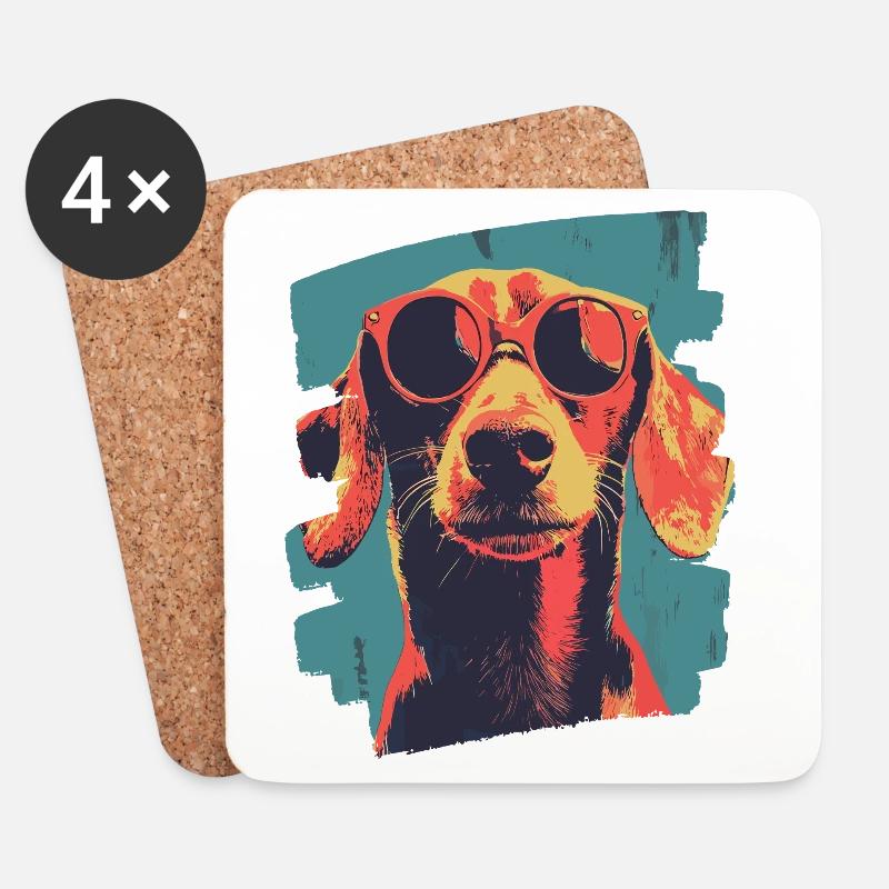 Dackel Dachshund - Untersetzer (4er-Set) - Weiß