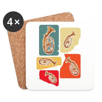 Creative tenor horn design in retro colors - Coasters (set of 4) - white - Front