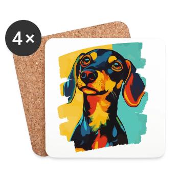 Dackel Dachshund - Untersetzer (4er-Set) - Weiß - Vorne