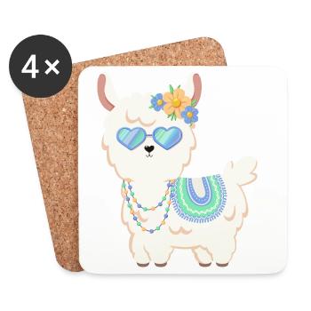 Summer alpaca - time for summer - Coasters (set of 4) - white - Front