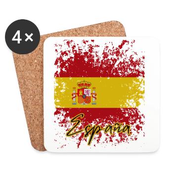 Fierté espagnole, drapeau de l’Espagne - Dessous de verre (lot de 4) - blanc - Devant