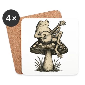 Banjo Frog on Mushroom Vibes - Coasters (set of 4) - white - Front