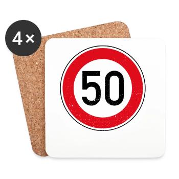 50th Birthday Sign Speed Limit Gift Tempo 50 - Coasters (set of 4) - white - Front