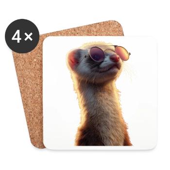 Furet Furet Putois Martre Belette Mignon Furet - Dessous de verre (lot de 4) - blanc - Devant