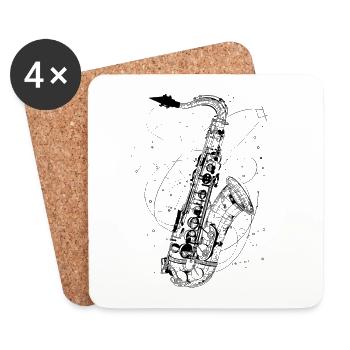 Dessin de saxophone - Dessous de verre (lot de 4) - blanc - Devant