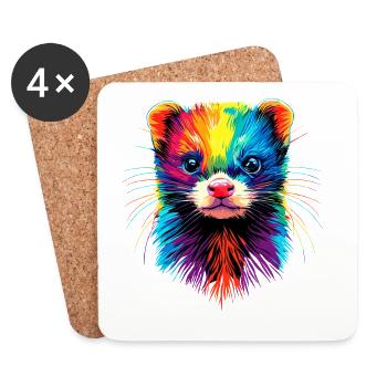 Furet Furet Putois Martre Belette Mignon Furet - Dessous de verre (lot de 4) - blanc - Devant