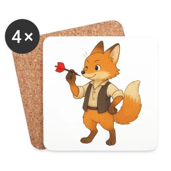 Fox darts - Coasters (set of 4) - white - Front