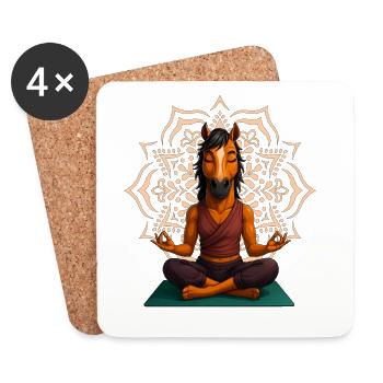 Yoga Motiv mit Mandala und Pferd - Untersetzer (4er-Set) - Weiß - Vorne
