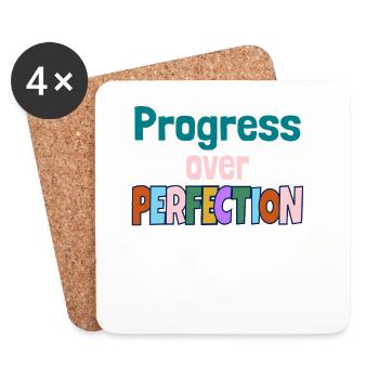 Progress Over Perfection Motivational Quote - Untersetzer (4er-Set) - Weiß - Vorne