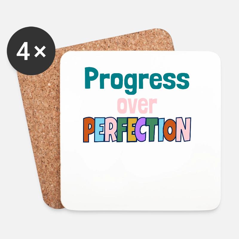 Progress Over Perfection Motivational Quote - Untersetzer (4er-Set) - Weiß