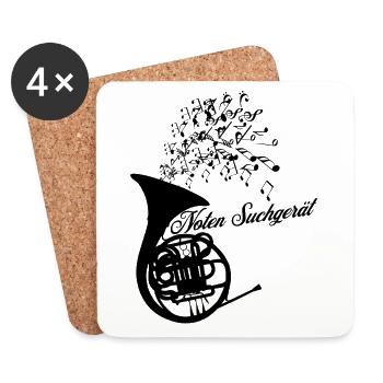 Waldhorn - Das Noten Suchgerät für Musiker - Untersetzer (4er-Set) - Weiß - Vorne
