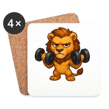 Grumpy Lion Fitness Dumbbell Biceps Workout - Coasters (set of 4) - white - Front
