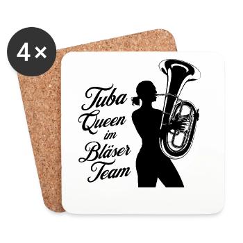 Tuba Queen im Bläser Team - Tubistin - Untersetzer (4er-Set) - Weiß - Vorne
