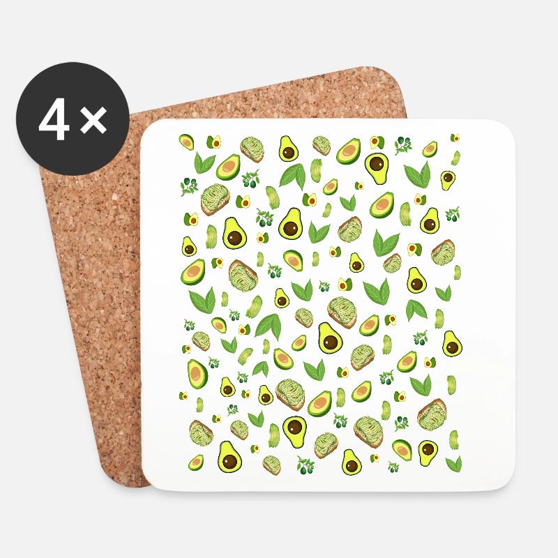 Avocado - Untersetzer (4er-Set) - Weiß