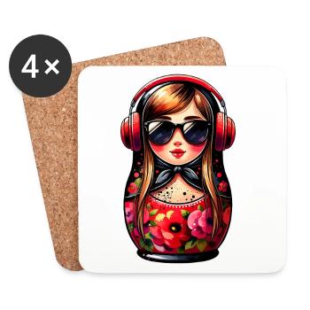 Russe Matriochka Musique Russie Russe - Dessous de verre (lot de 4) - blanc - Devant