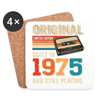 Original 1975 Retro Cassette Design 50th Birthday - Coasters (set of 4) - white - Front