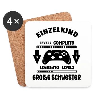 Einzelkind Complete - Loading Große Schwester 2026 - Untersetzer (4er-Set) - Weiß - Vorne