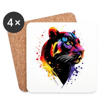 Panther Leopard Big Cat Cute Big Cat Panter - Coasters (set of 4) - white - Front