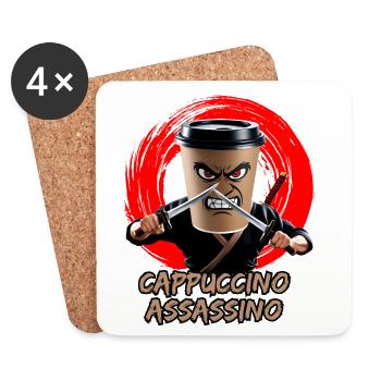 Cappuccino Assassino Kaffee Liebhaber Italienische Hirnfäule - Untersetzer (4er-Set) - Weiß - Vorne