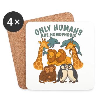 Cute Animal Only Humans are homophobic Pride Animals - Coasters (set of 4) - white - Front