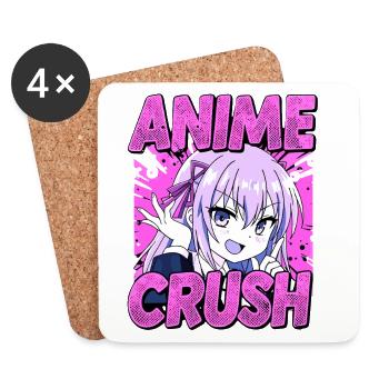 ANIME CRUSH - Pink Manga Otaku Vibes - Untersetzer (4er-Set) - Weiß - Vorne