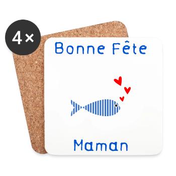 BONNE FÊTE. COEUR. BONNE FÊTE MAMAN. MAMAN - Dessous de verre (lot de 4) - blanc - Devant