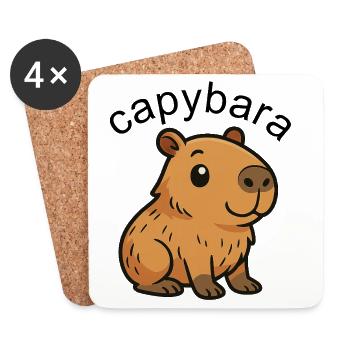 Cute Cartoon Capybara, cute and chill - Coasters (set of 4) - white - Front