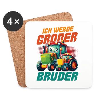 Nachwuchs Verkünden | Ich Werde Großer Bruder 2027 - Untersetzer (4er-Set) - Weiß - Vorne
