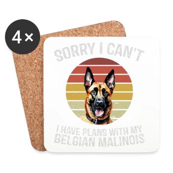 Humorous Belgian Malinois Dog Tee - Coasters (set of 4) - white - Front