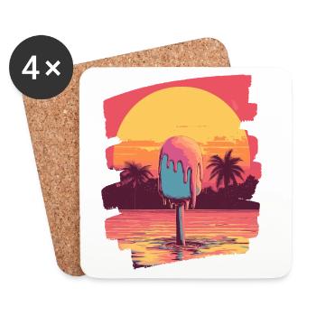 cream and cream scoop summer sunset - Coasters (set of 4) - white - Front