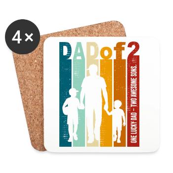 Papa et fils Cadeau Vintage Design pour la fête des pères - Dessous de verre (lot de 4) - blanc - Devant