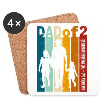 Papa et filles Cadeau Vintage Design Fête des Pères - Dessous de verre (lot de 4) - blanc - Devant