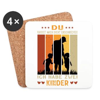 Papa Geschenk 2 Kinder Spruch Vater Geburtstag - Untersetzer (4er-Set) - Weiß - Vorne