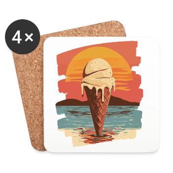 Eis und Eiscreme Kugel Sommer Sonnenuntergang - Untersetzer (4er-Set) - Weiß - Vorne