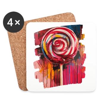 Lollipop Lutscher Bonbon Süssigkeit - Untersetzer (4er-Set) - Weiß - Vorne