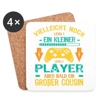 Einzelkind komplett Ich bin bald ein Großer Cousin - Untersetzer (4er-Set) - Weiß - Vorne
