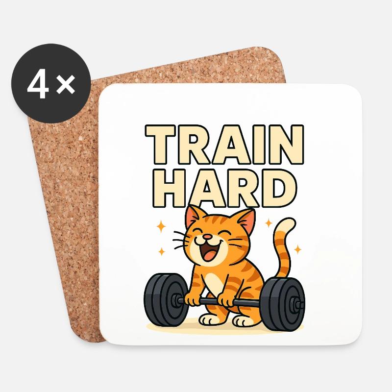 Train Hard - Untersetzer (4er-Set) - Weiß