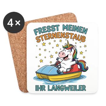 Einhorn Tretbootfahrt - Untersetzer (4er-Set) - Weiß - Vorne