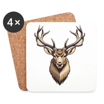 Hunting Hunter Game Shooting Hunting Deer Antlers Deer - Coasters (set of 4) - white - Front
