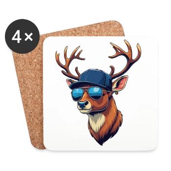 Hunting Hunter Game Shooting Hunting Deer Antlers Deer - Coasters (set of 4) - white - Front
