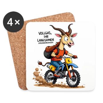 Taureau de motocross - Dessous de verre (lot de 4) - blanc - Devant